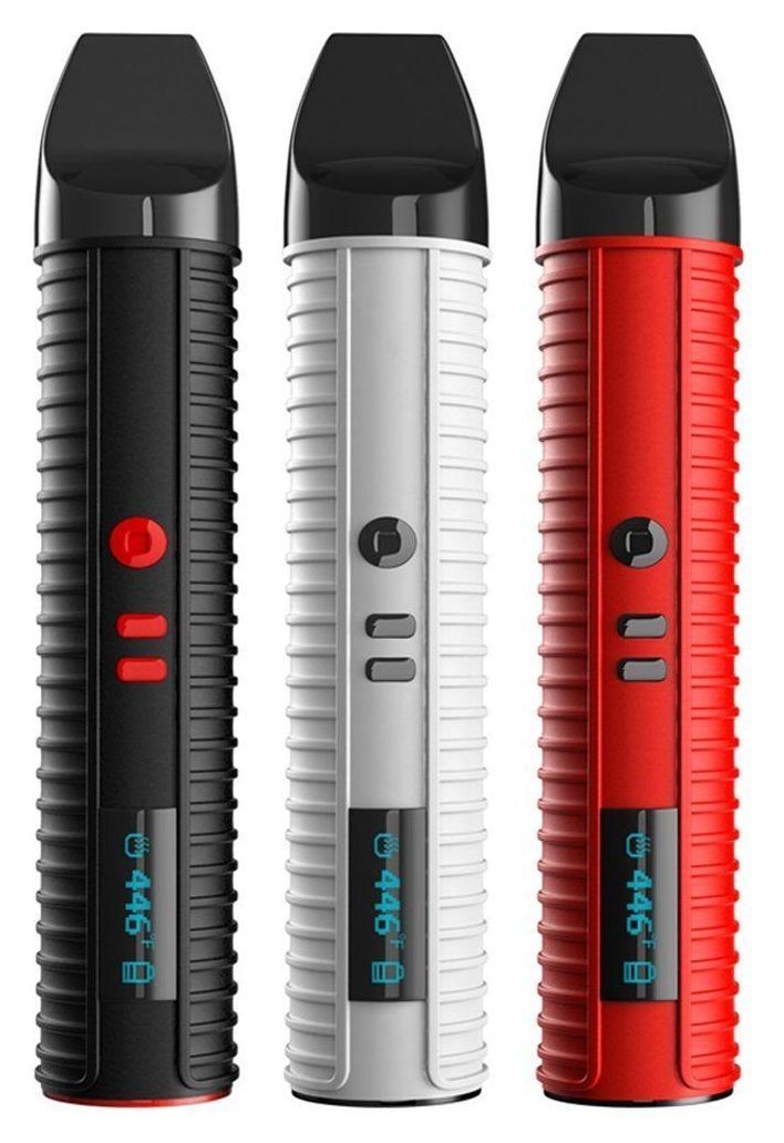 Drei Pen Vaporizer in Schwarz, Weiß und Rot nebeneinander